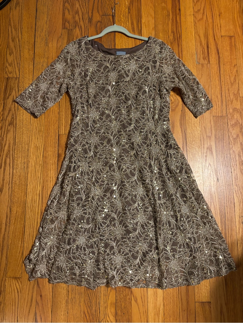 Rabbit Rabbit Rabbit Gold Lace Midi Dress with Sequins - Picture 5 of 9